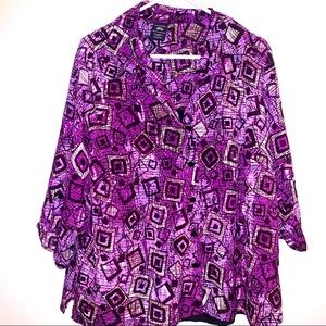 George 18W 20W 2xl Faux Layer Look Button Down Polyester Blouse